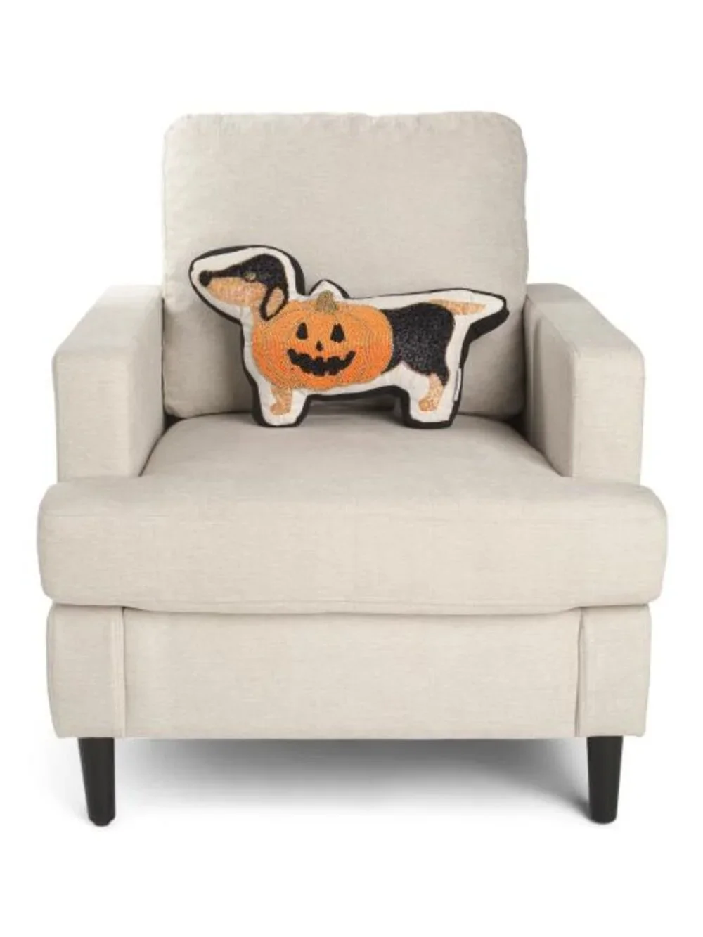 CYNTHIA ROWLEY Pumpkin Dachshund Shaped Beaded Pillow